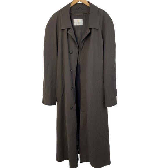 Rare Vintage Y2K Bill Blass Mens Trench Coat 48R Wool Single Breast Zip Away - Picture 6 of 16